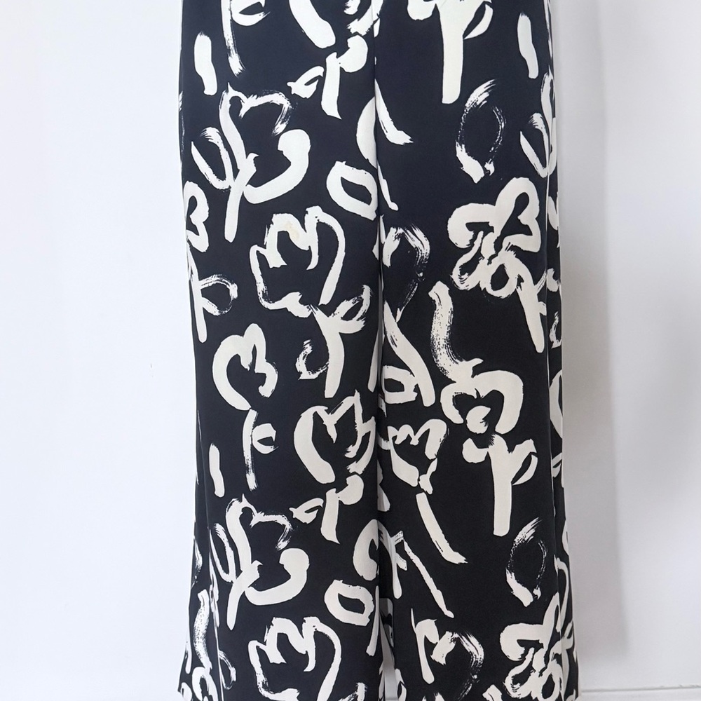 J. Crew Navy Blue and White Wide Leg Pants
